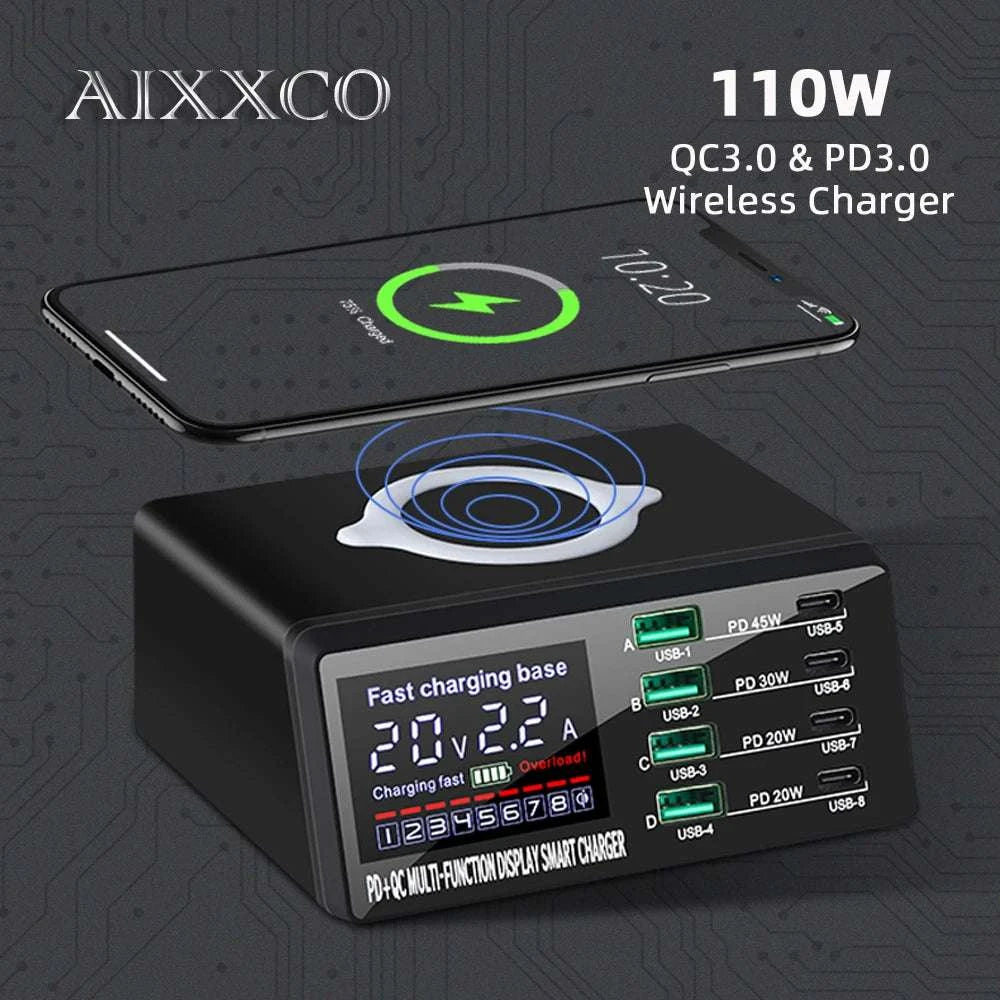110W Multi-Port USB C Charger Station with PD & QC Fast Charge-EU Plug / 110W Charger Station