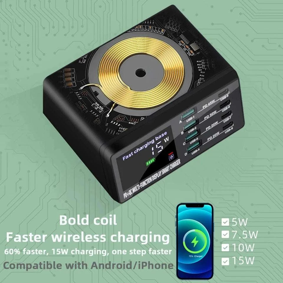 110W Multi-Port USB C Charger Station with PD & QC Fast Charge-EU Plug / 110W Charger Station