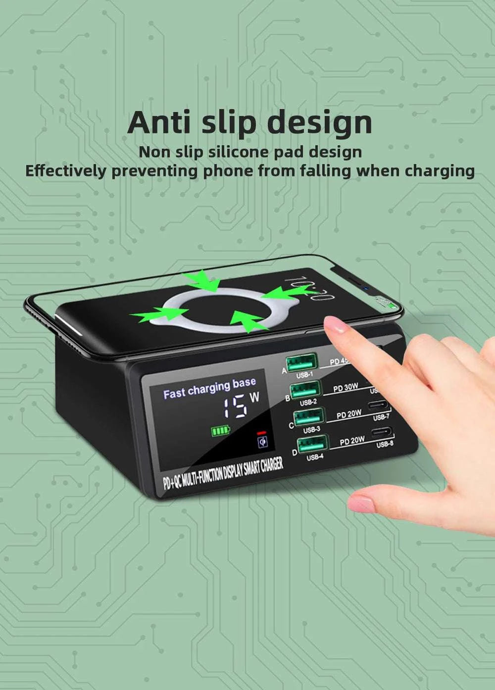 110W Multi-Port USB C Charger Station with PD & QC Fast Charge-EU Plug / 110W Charger Station