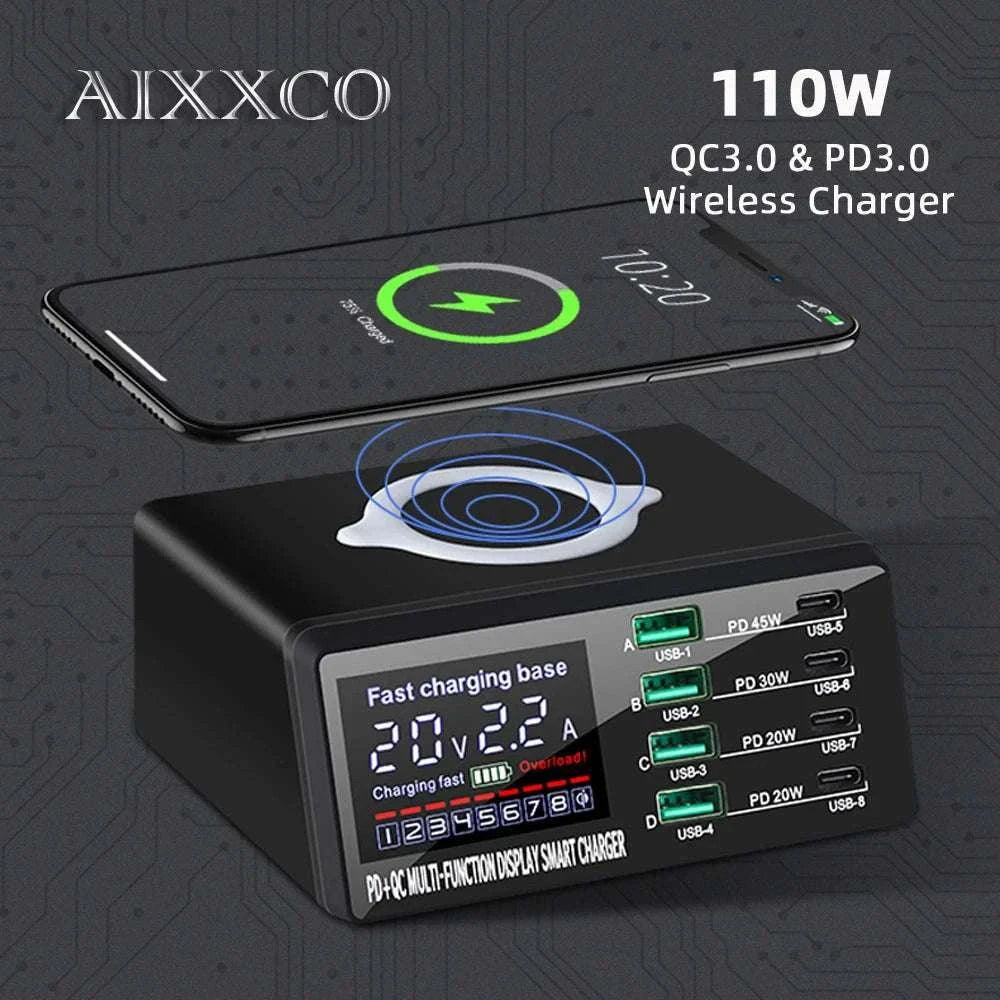 110W Multi-Port USB C Charger Station with PD & QC Fast Charge-EU Plug / 110W Charger Station