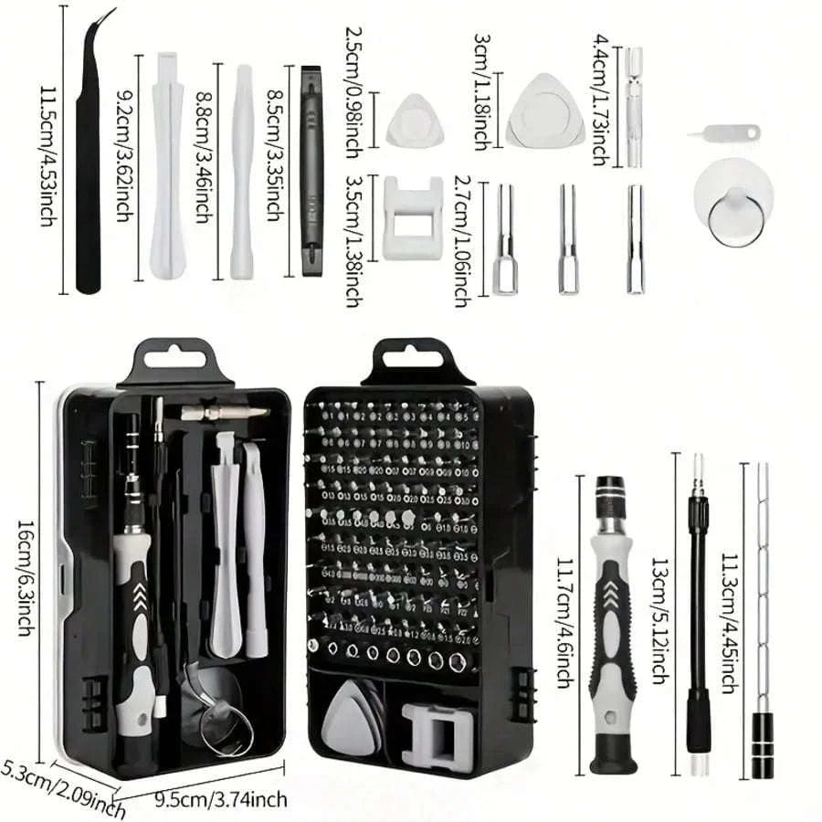 115-in-1 Screwdriver Set Multi-Bit Steel Precision Repair Kit-black / United States