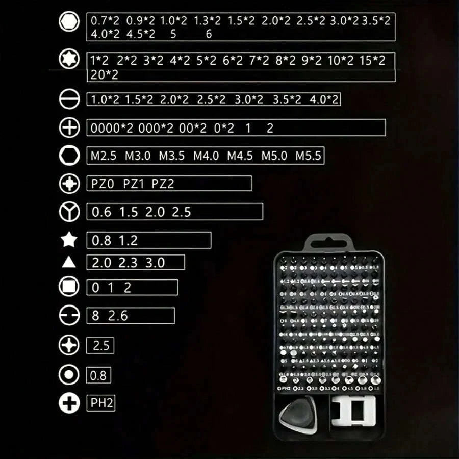 115-in-1 Screwdriver Set Multi-Bit Steel Precision Repair Kit-black / United States