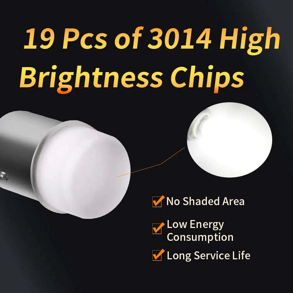1157 1156 LED Bulb 12V 9SMD White Amber-8PCS / Ba15s Yellow