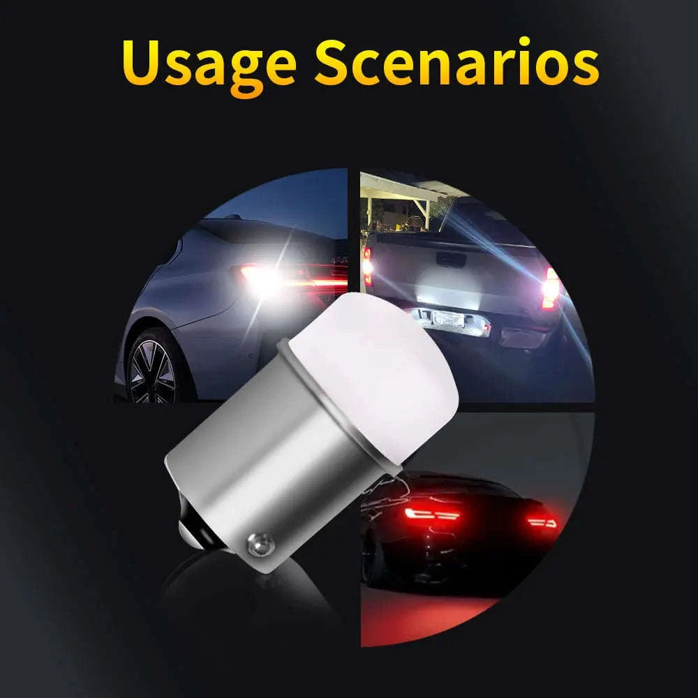 1157 1156 LED Bulb 12V 9SMD White Amber-8PCS / Ba15s Yellow