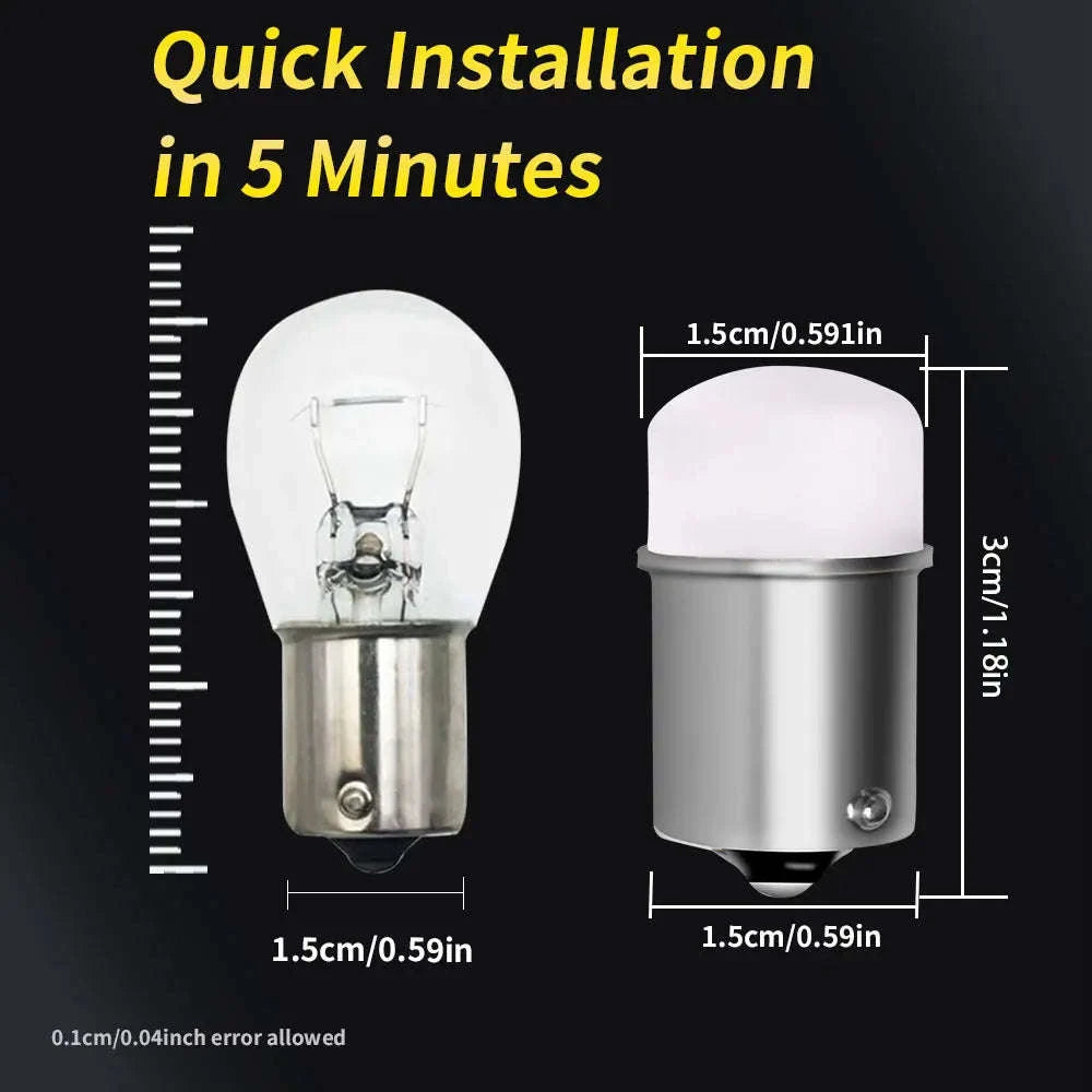 1157 1156 LED Bulb 12V 9SMD White Amber-8PCS / Ba15s Yellow