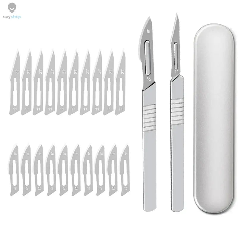 11# 23# Carbon Steel Carving Metal Scalpel Blades Handle Scalpel DIY Cutting Repair Animal Surgical Knife Tool Kits Box Non Slip 