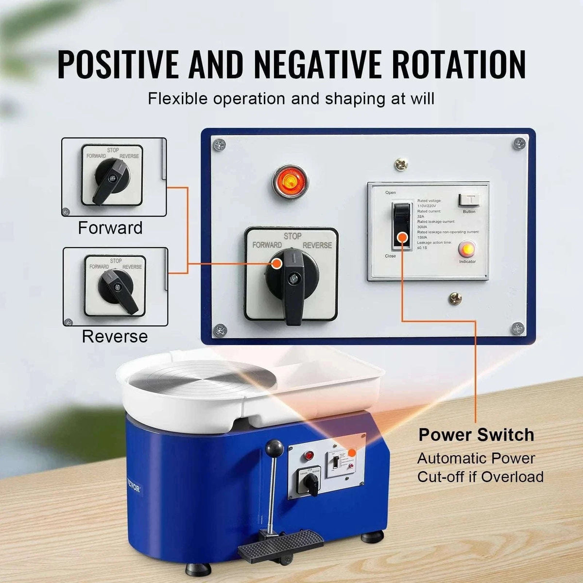 11in Pottery Wheel Machine 350W with Foot Pedal Adjustable Speed-450W 8kg Blue / france