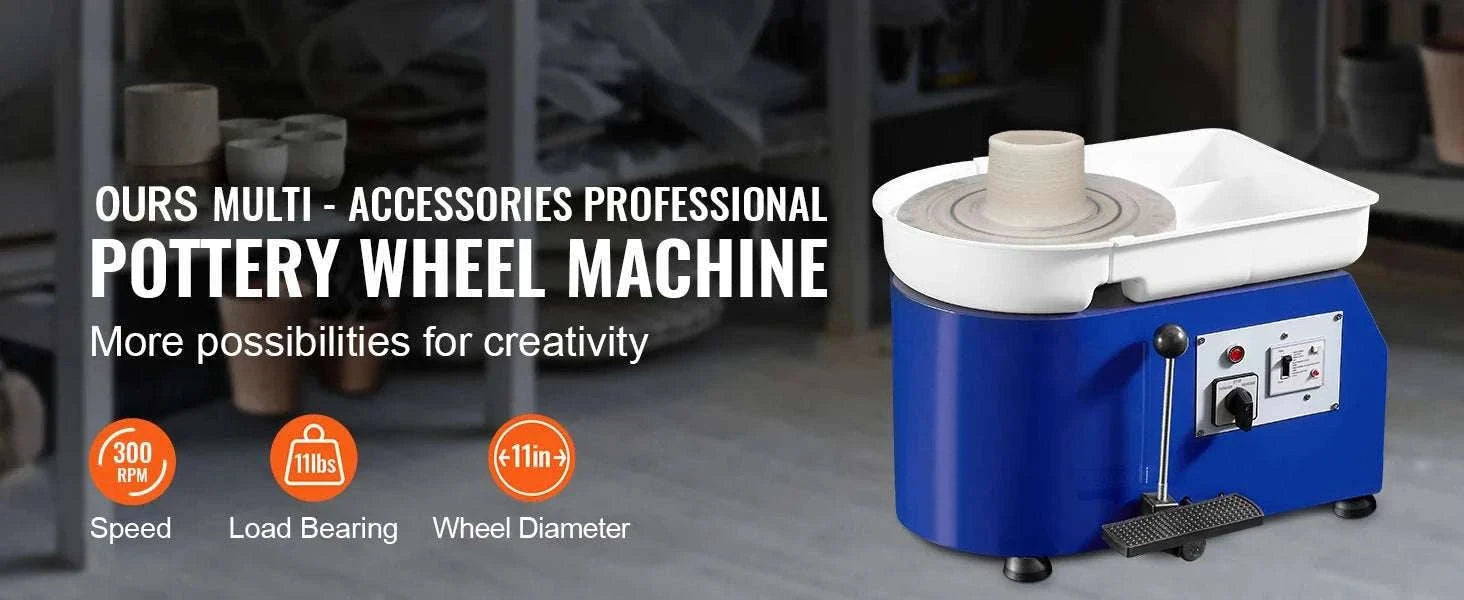 11in Pottery Wheel Machine 350W with Foot Pedal Adjustable Speed-450W 8kg Blue / france