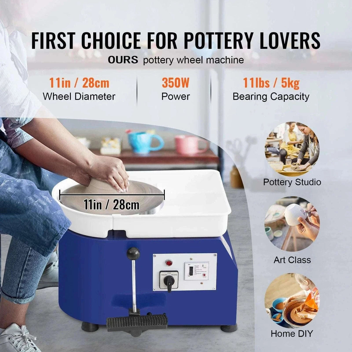 11in Pottery Wheel Machine 350W with Foot Pedal Adjustable Speed-450W 8kg Blue / france