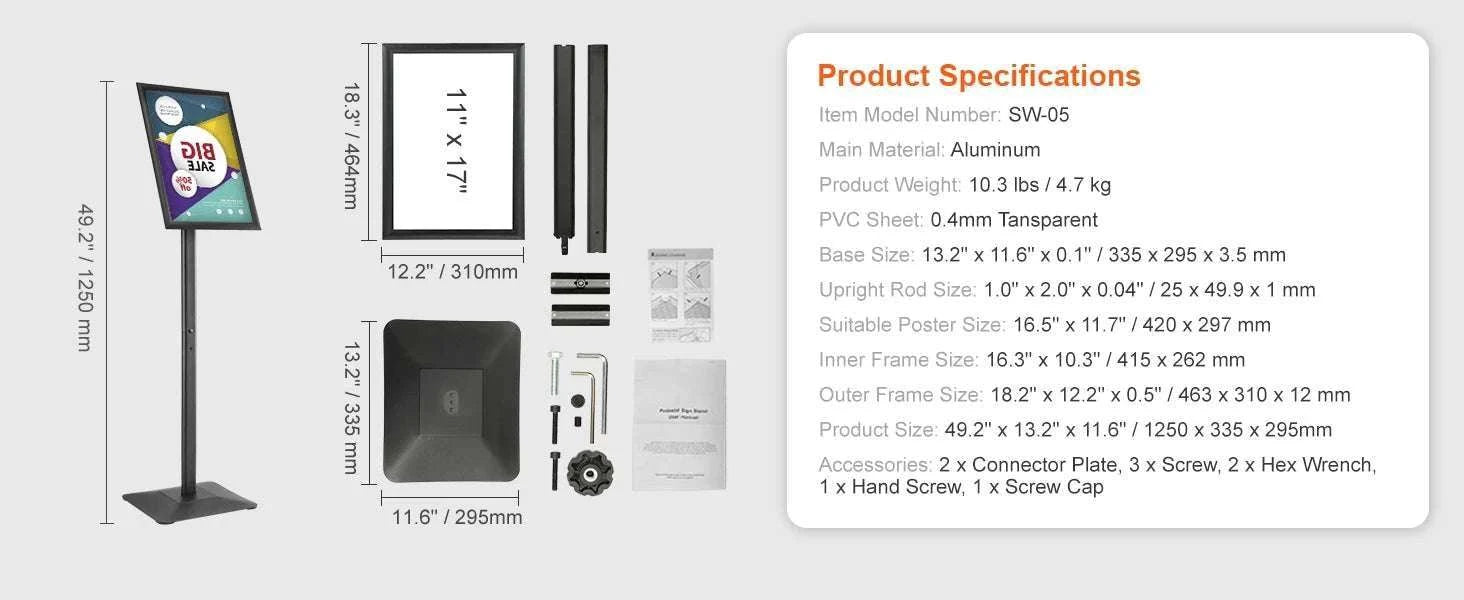 11x17 Adjustable Floor Sign Holder Stand with Weighted Base-11x17in / Poland