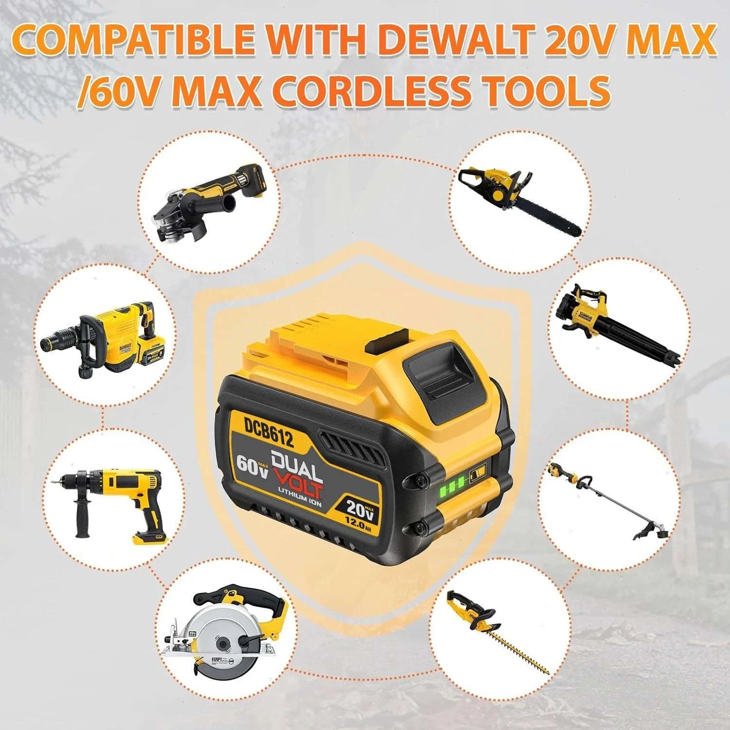 12.0Ah Lithium-Ion Battery Pack for 20V/60V MAX Tools-2pcs / 20-60V / United States