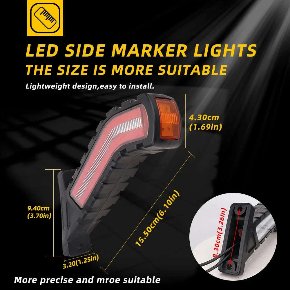 12-24V 2pc LED Side Marker Lights for Trailer Truck Van Pickup-2pcs