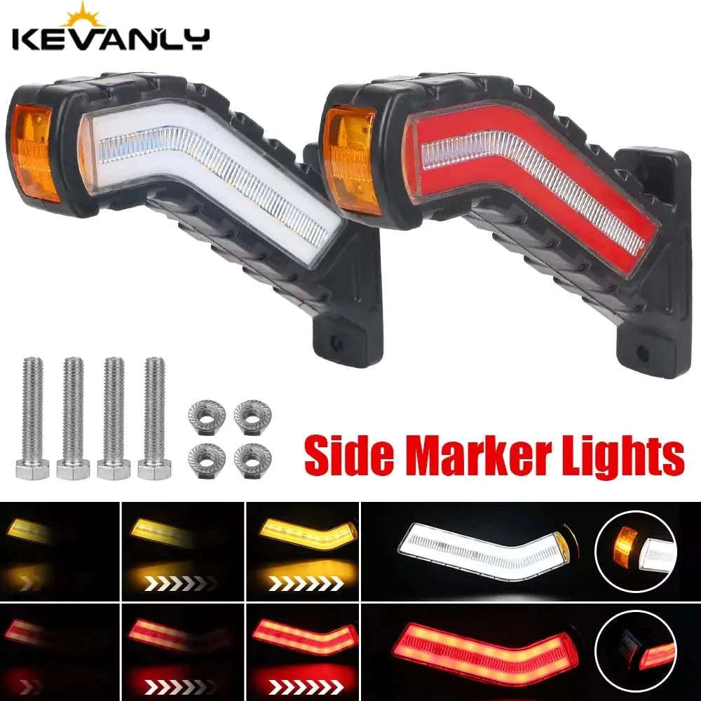 12-24V 2pc LED Side Marker Lights for Trailer Truck Van Pickup-2pcs
