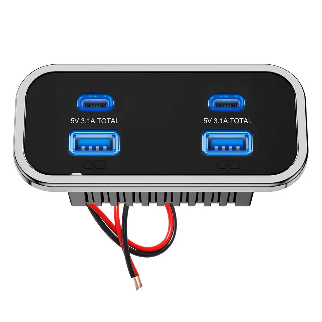 12/24V Dual USB Car Charger Socket with Dual PD 3.0 and Dual QC 3.0 Ports-2USB 2 Type C -1
