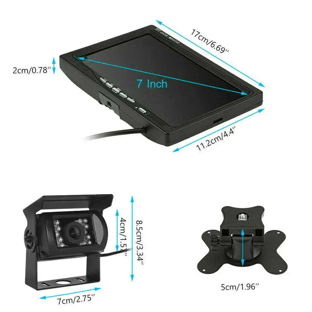 12-24V Wired Rear View Camera System with 7 Inch Monitor and 10m Cable-monitor and1 camera