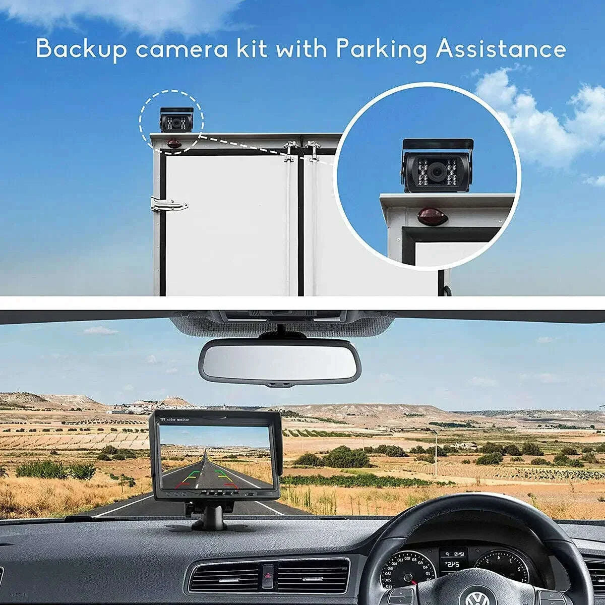 12-24V Wired Rear View Camera System with 7 Inch Monitor and 10m Cable-monitor and1 camera
