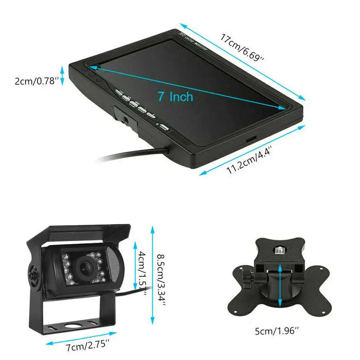 12-24V Wired Rear View Camera System with 7 Inch Monitor and 10m Cable-monitor and1 camera