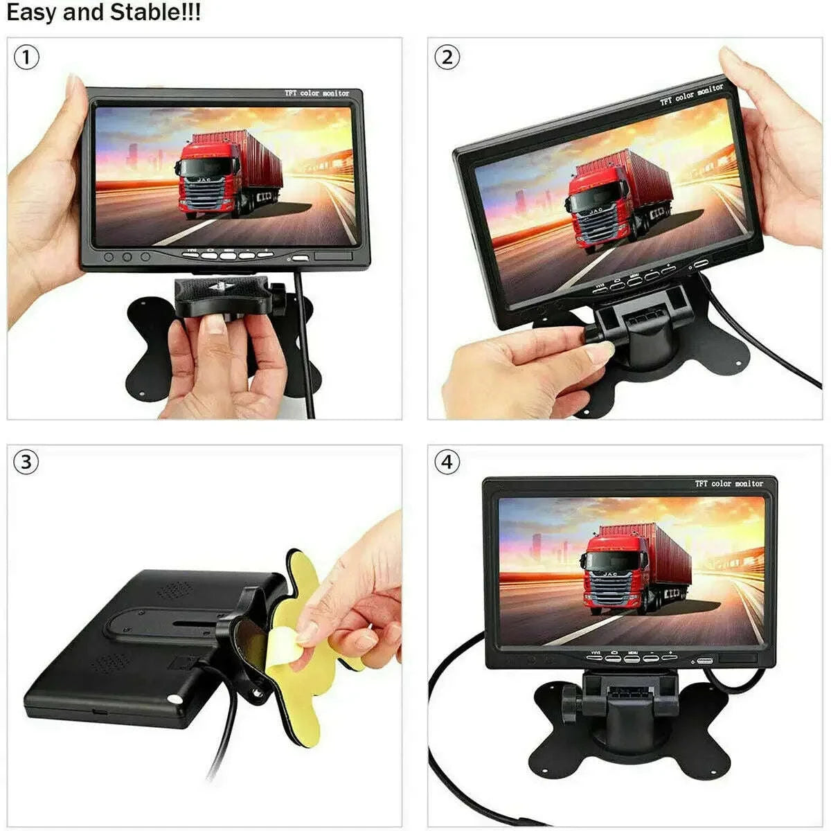 12-24V Wired Rear View Camera System with 7 Inch Monitor and 10m Cable-monitor and1 camera