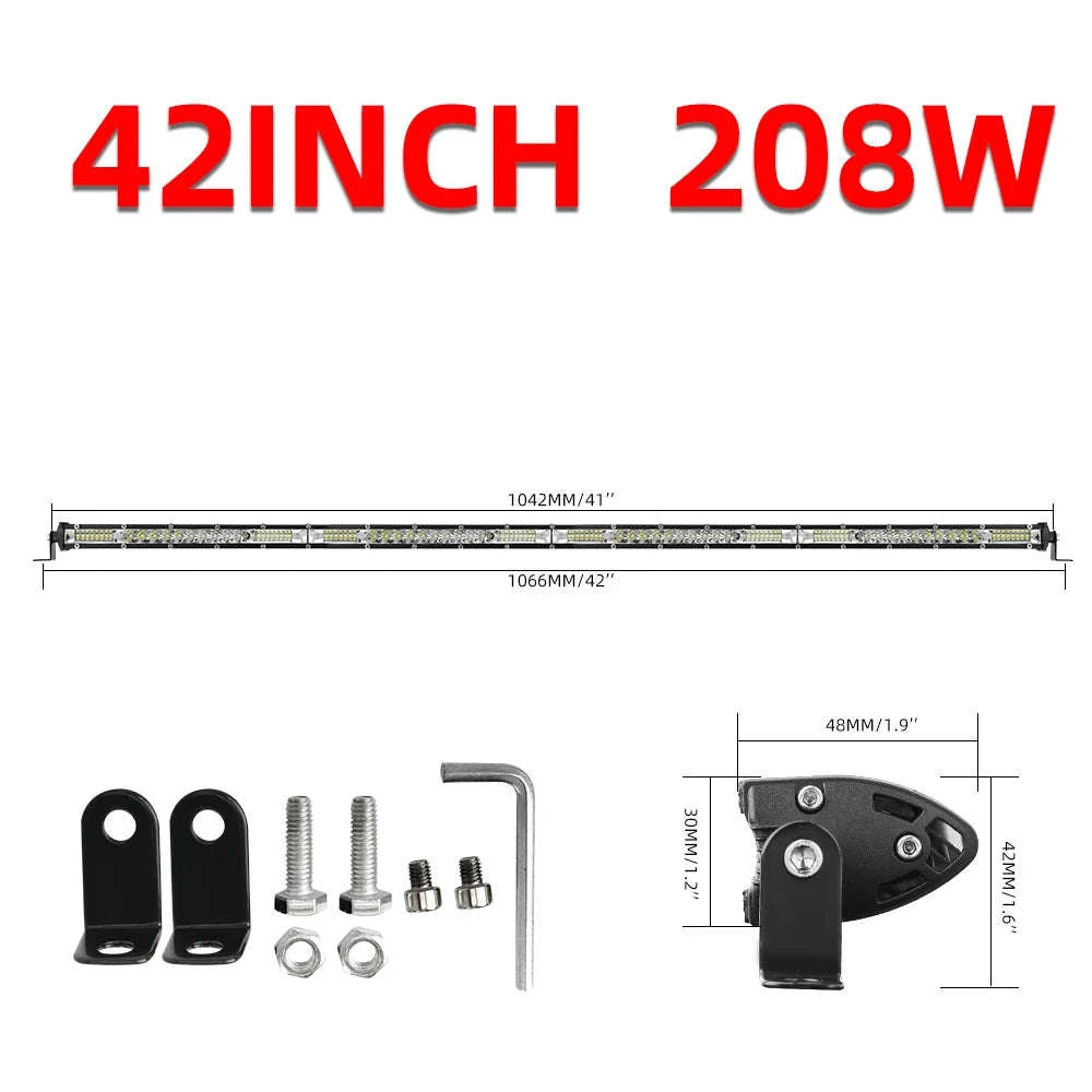 12-52 Inch Off Road LED Light Bar Combo Beam 6500K IP68-3M Waterproof Wire / spain