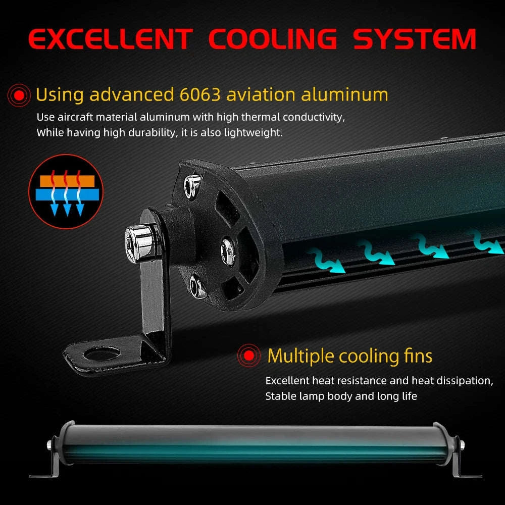 12-52 Inch Off Road LED Light Bar Combo Beam 6500K IP68-3M Waterproof Wire / spain