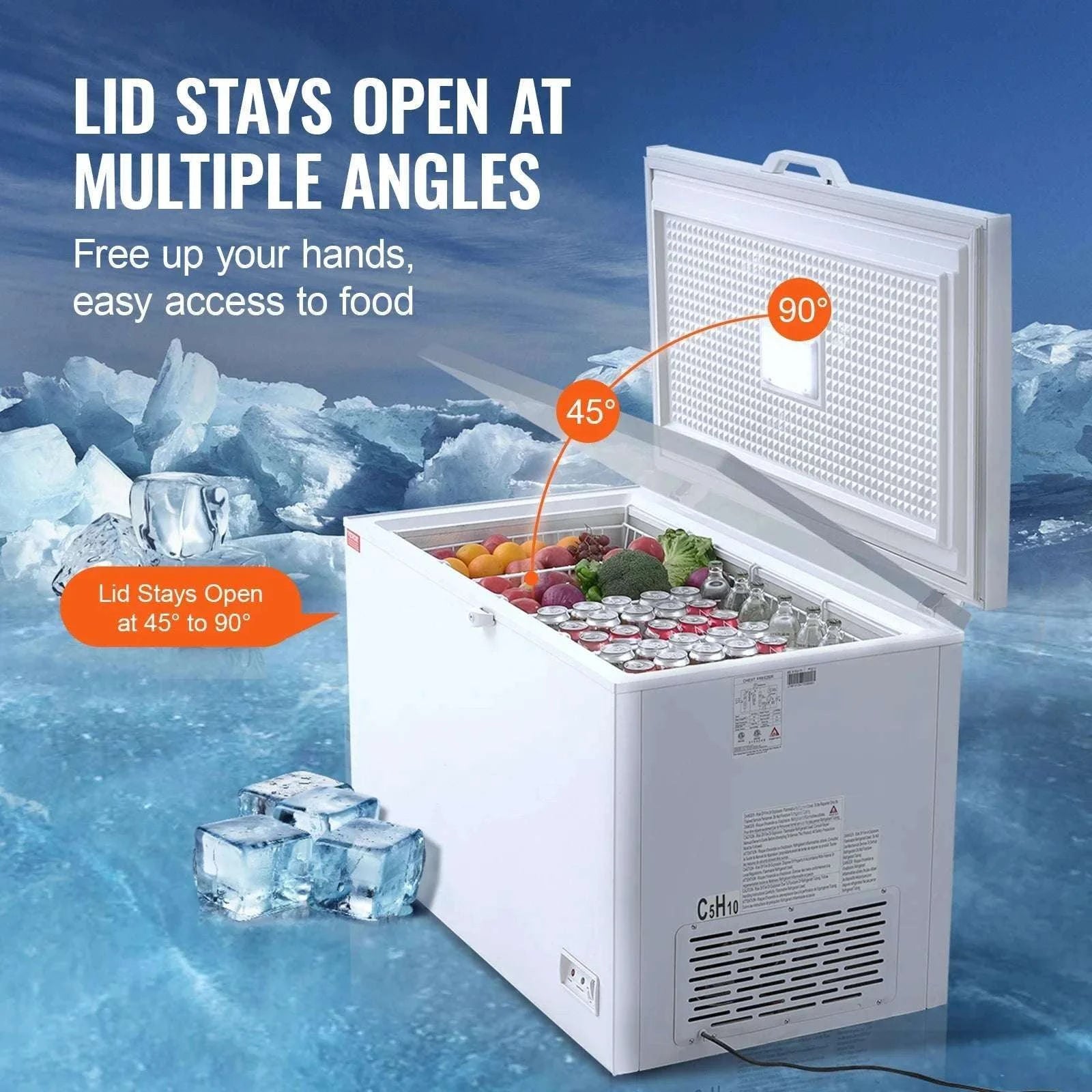 12.8 Cu.ft Chest Freezer with Baskets, Lock Lid & Adjustable Temp-2VLR / United States
