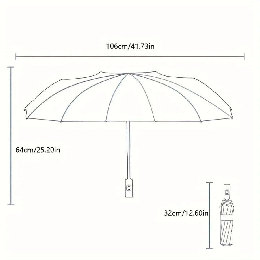12-Bone Black Glue Fully Automatic Folding Umbrella-B / 12K / metal-fiber composite