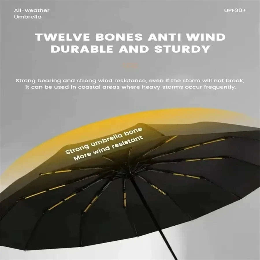 12-Bone Black Glue Fully Automatic Folding Umbrella-B / 12K / metal-fiber composite