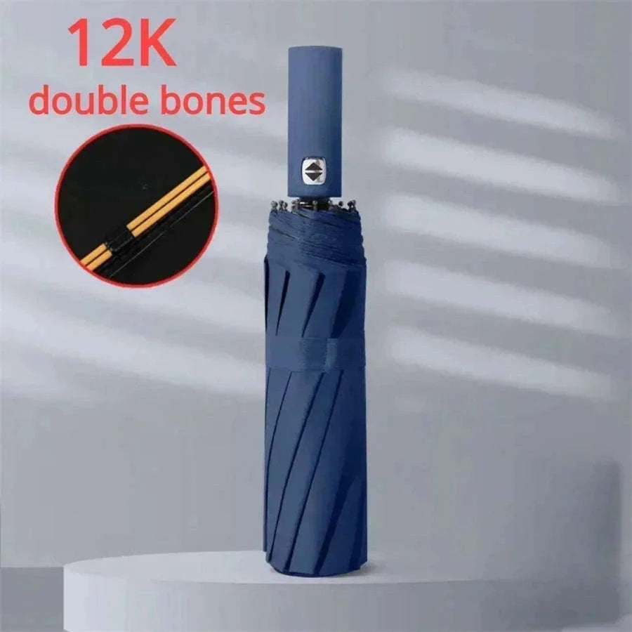 12-Bone Fully Automatic Folding Umbrella with UV Black Coating-B / 12K / metal-fiber composite