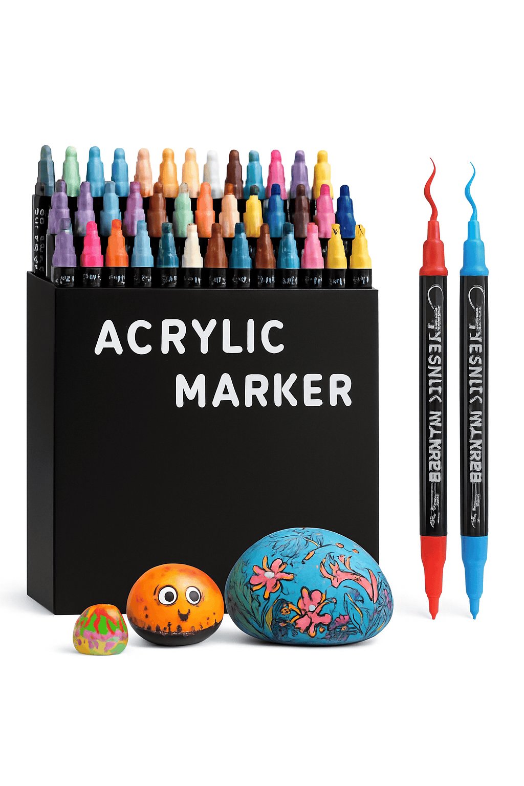 12-Color Dual-Tip Acrylic Paint Pens Set for Crafts-48 colors