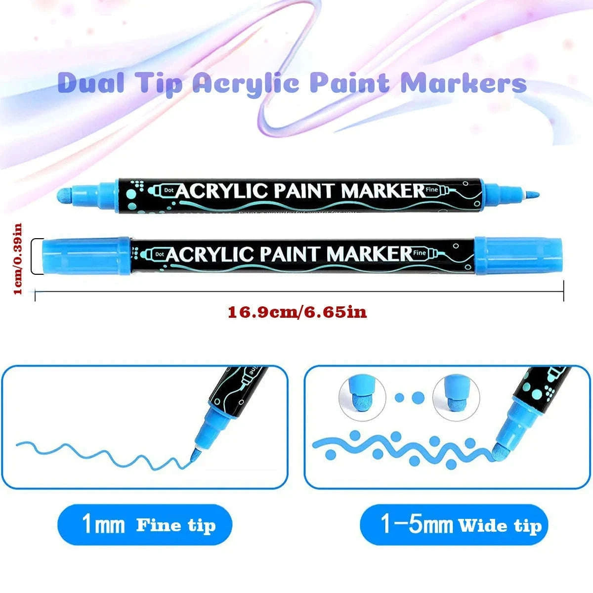 12-Color Dual-Tip Acrylic Paint Pens Set for Crafts-48 colors