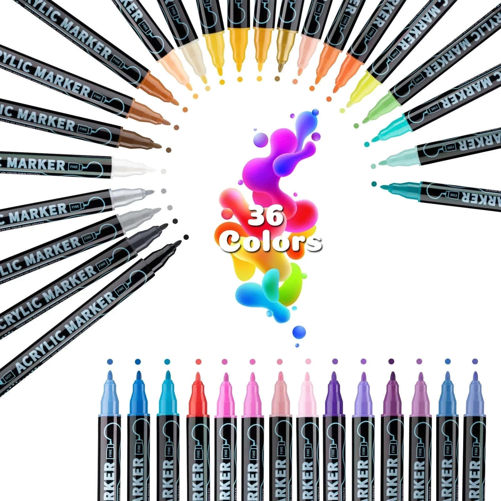 12-Color Dual-Tip Acrylic Paint Pens Set for Crafts-48 colors