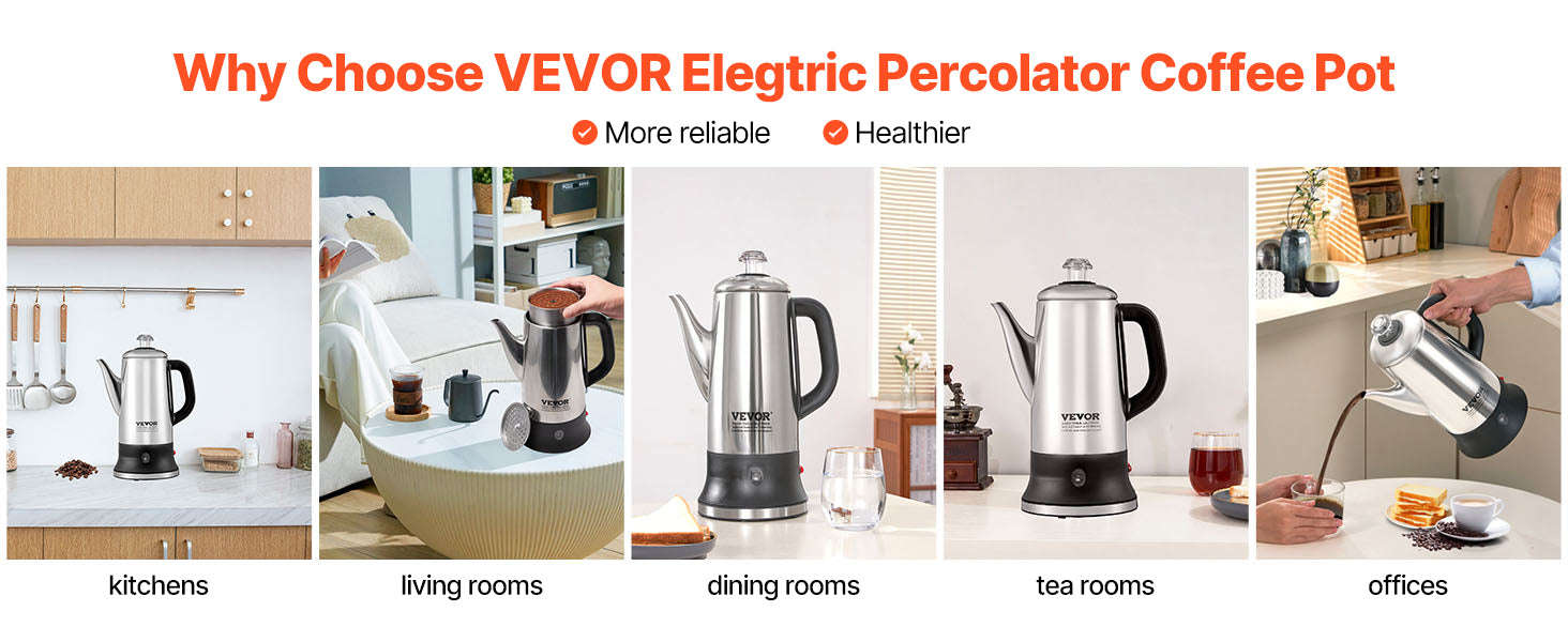12-Cup Electric Percolator Coffee Pot with Keep Warm-1.8L 1000W / United States