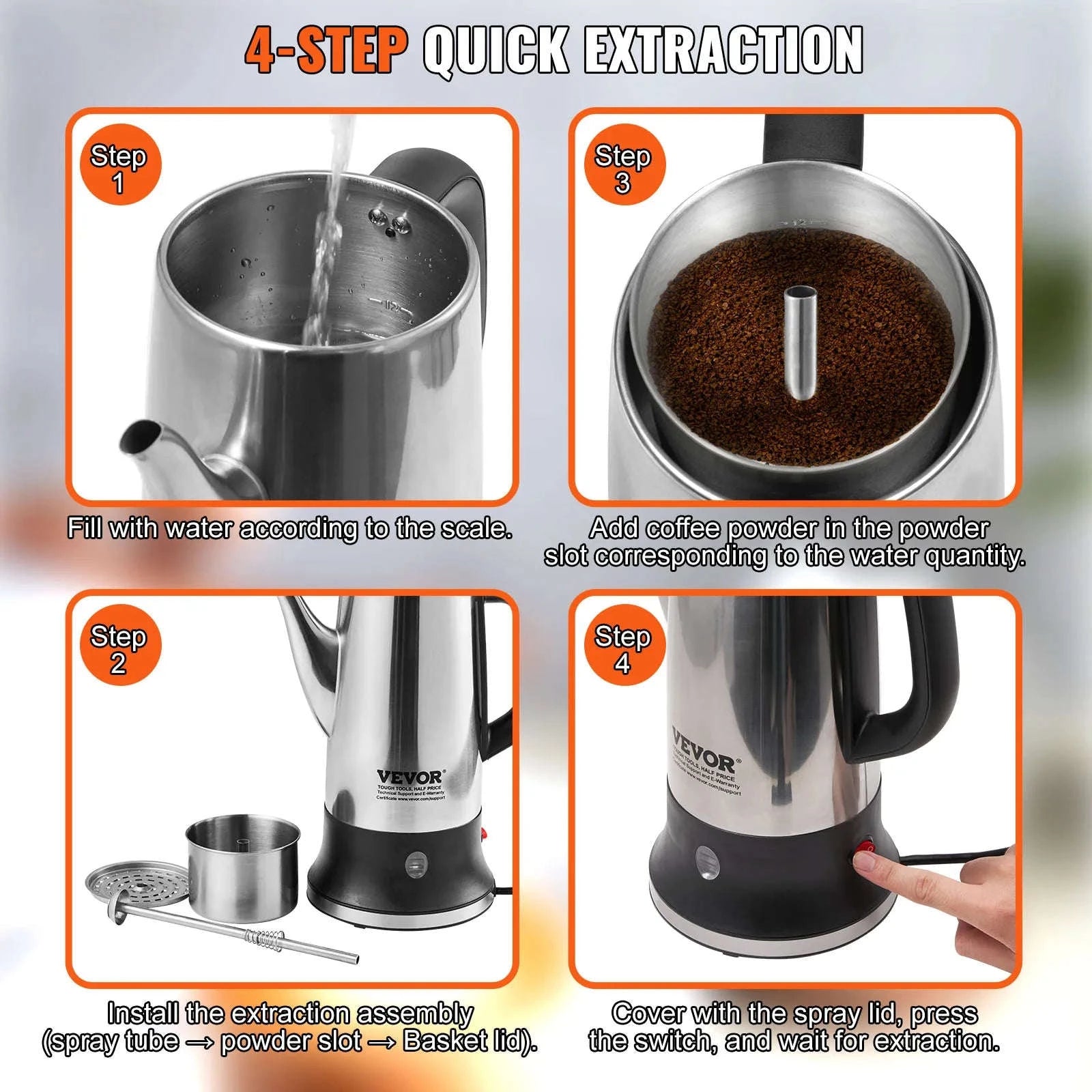 12-Cup Electric Percolator Coffee Pot with Keep Warm-1.8L 1000W / United States