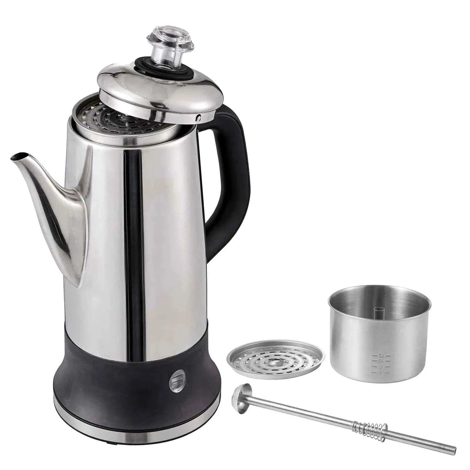 12-Cup Electric Percolator Coffee Pot with Keep Warm-1.8L 1000W / United States