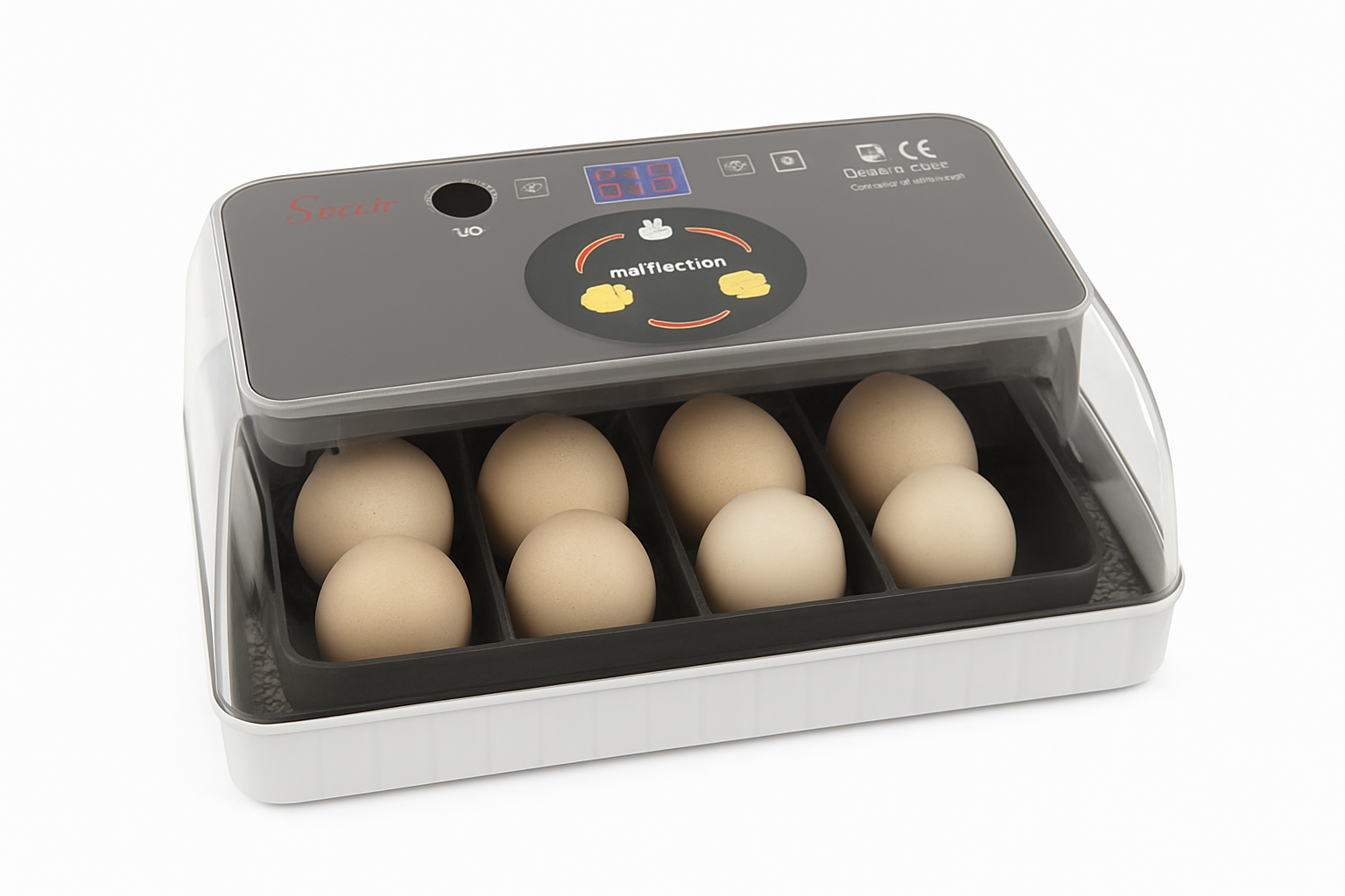 12 Egg Incubator with Auto Turning, Temperature Control & Candler