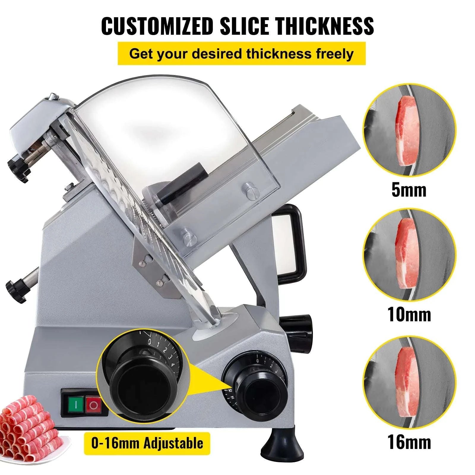 12" Electric Meat Slicer 320W Deli Food Cutter with Adjustable Thickness-france
