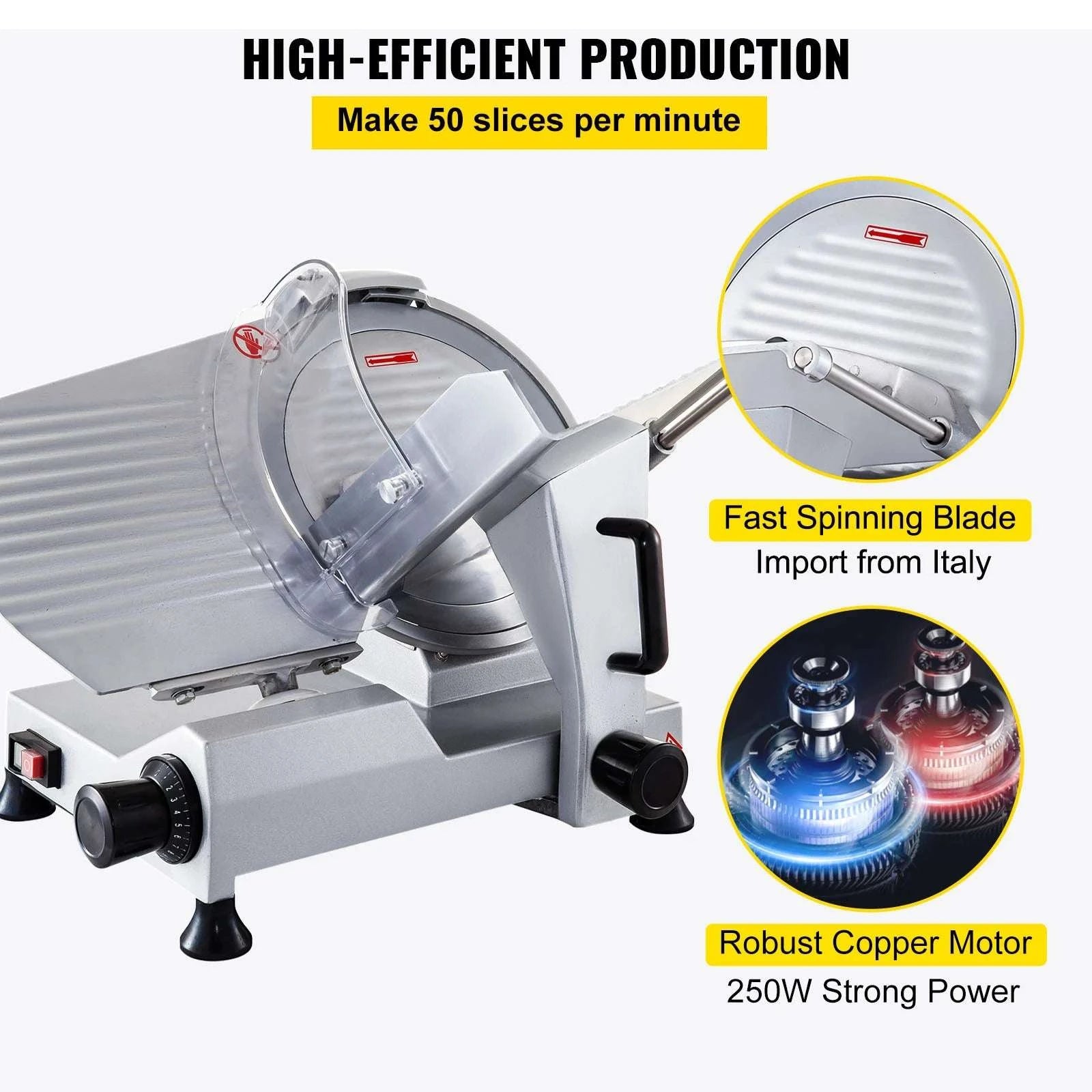12" Electric Meat Slicer 320W Deli Food Cutter with Adjustable Thickness-france