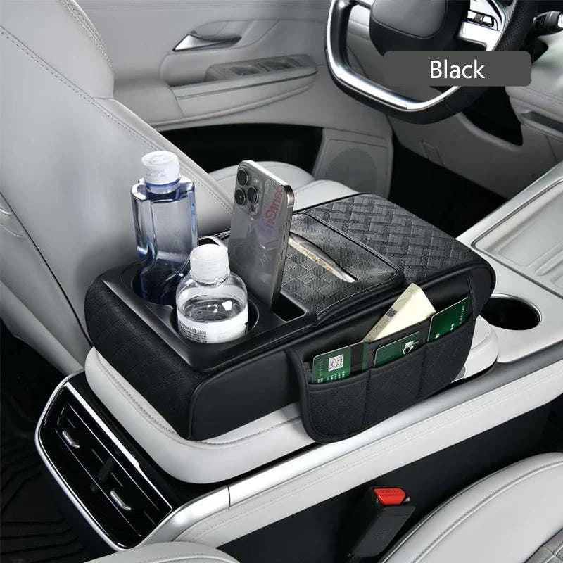12 in 1 Car Armrest Cushion with Multi-Pocket Storage-Black