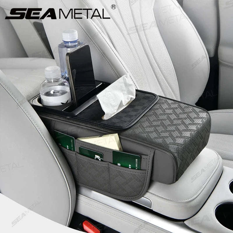 12 in 1 Car Armrest Cushion with Multi-Pocket Storage-Black