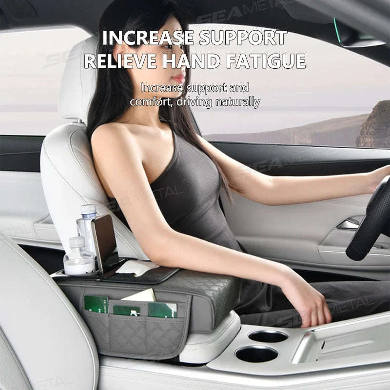 12 in 1 Car Armrest Cushion with Multi-Pocket Storage-Black