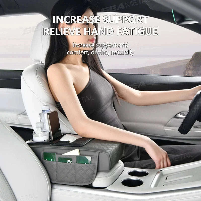 12 in 1 Car Armrest Cushion with Multi-Pocket Storage-Black