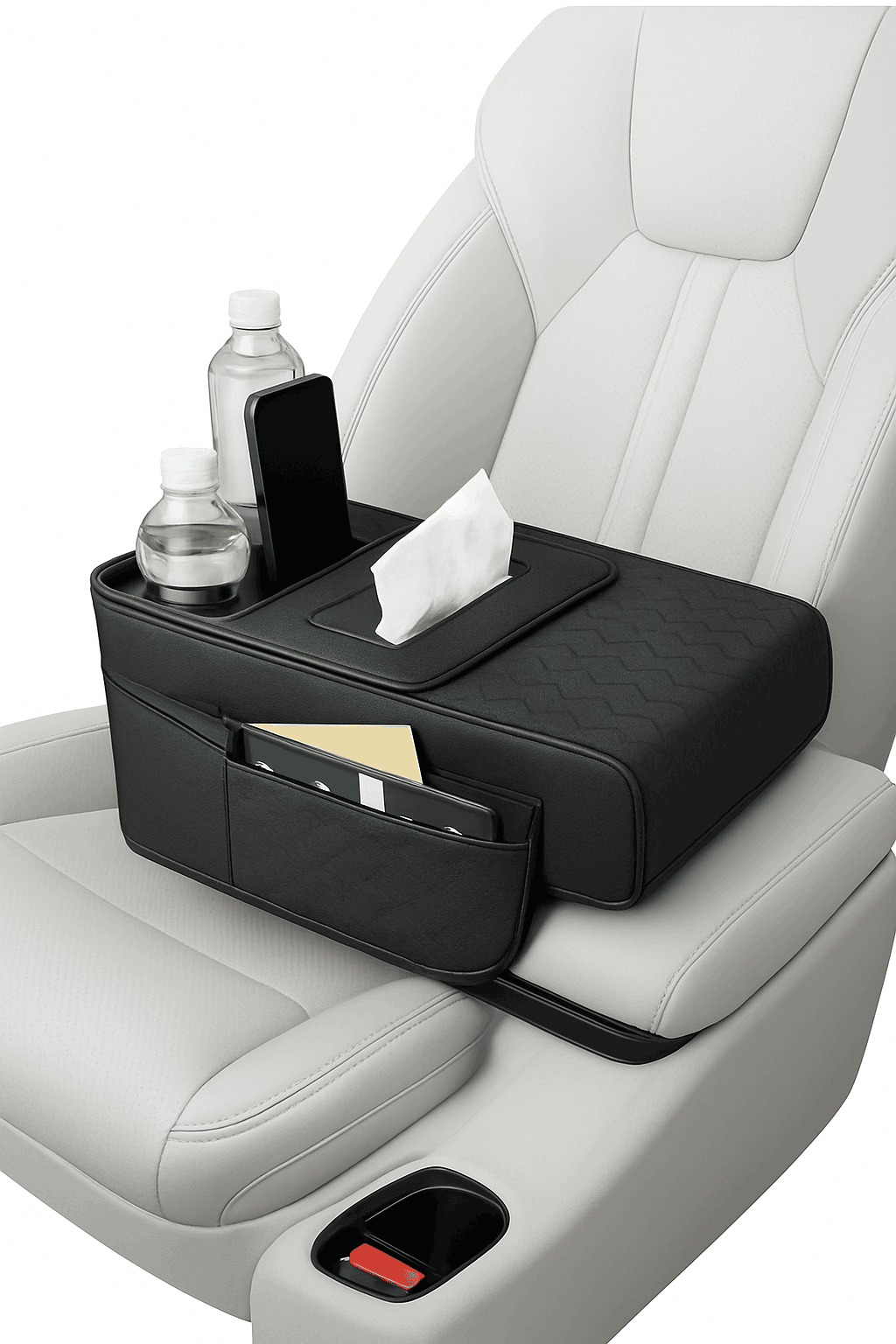 12 in 1 Car Armrest Cushion with Multi-Pocket Storage-Black