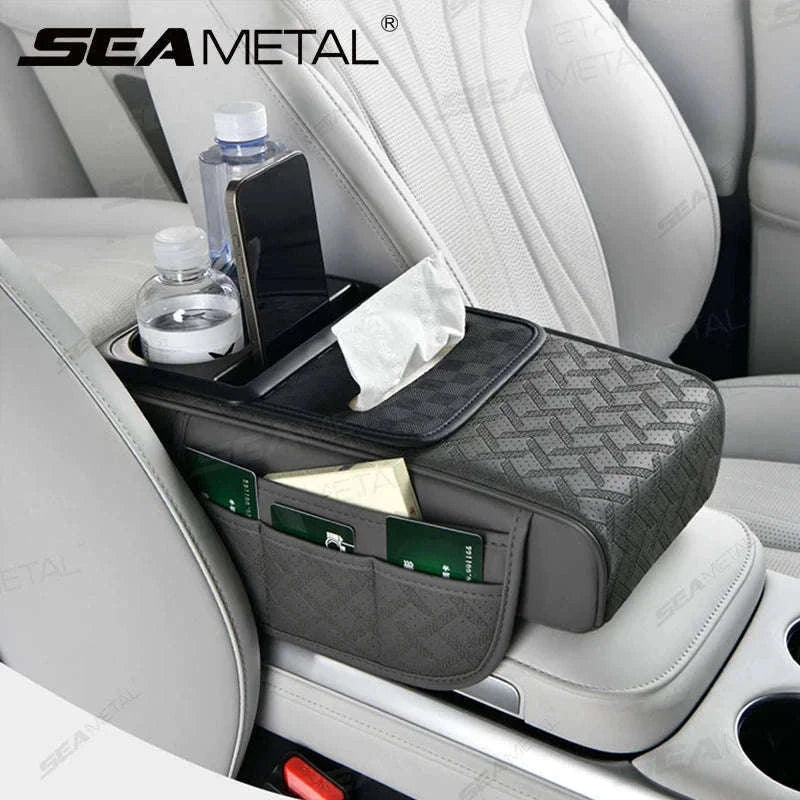 12 in 1 Car Armrest Cushion with Multi-Pocket Storage-Black