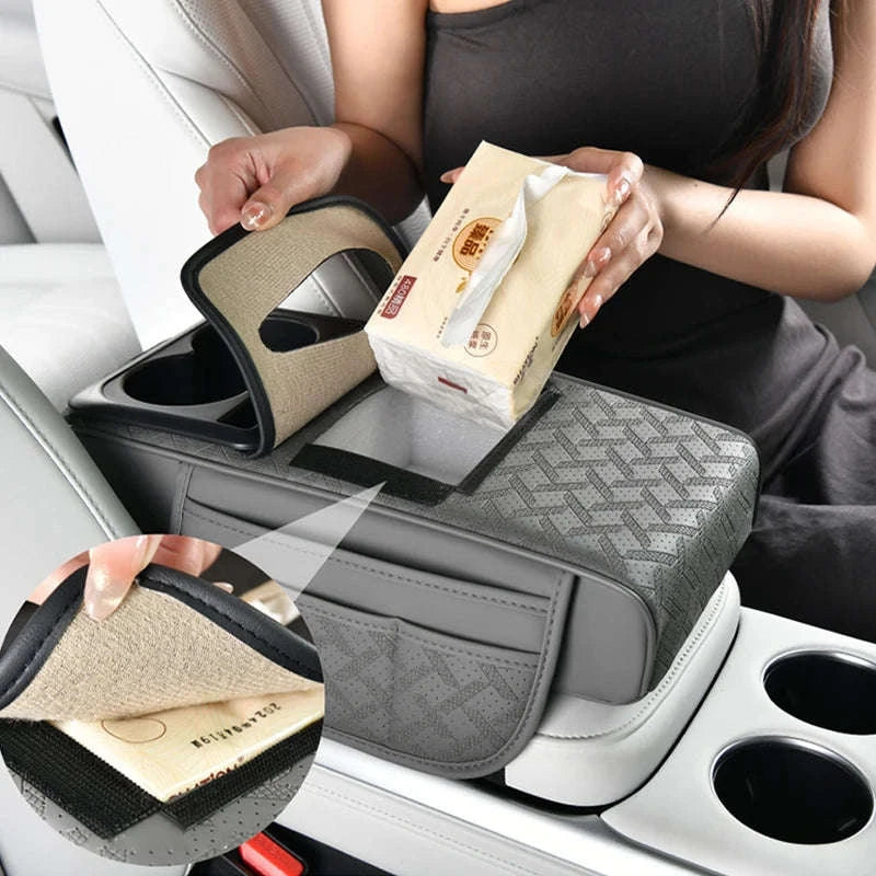12 in 1 Car Armrest Cushion with Multi-Pocket Storage-Black