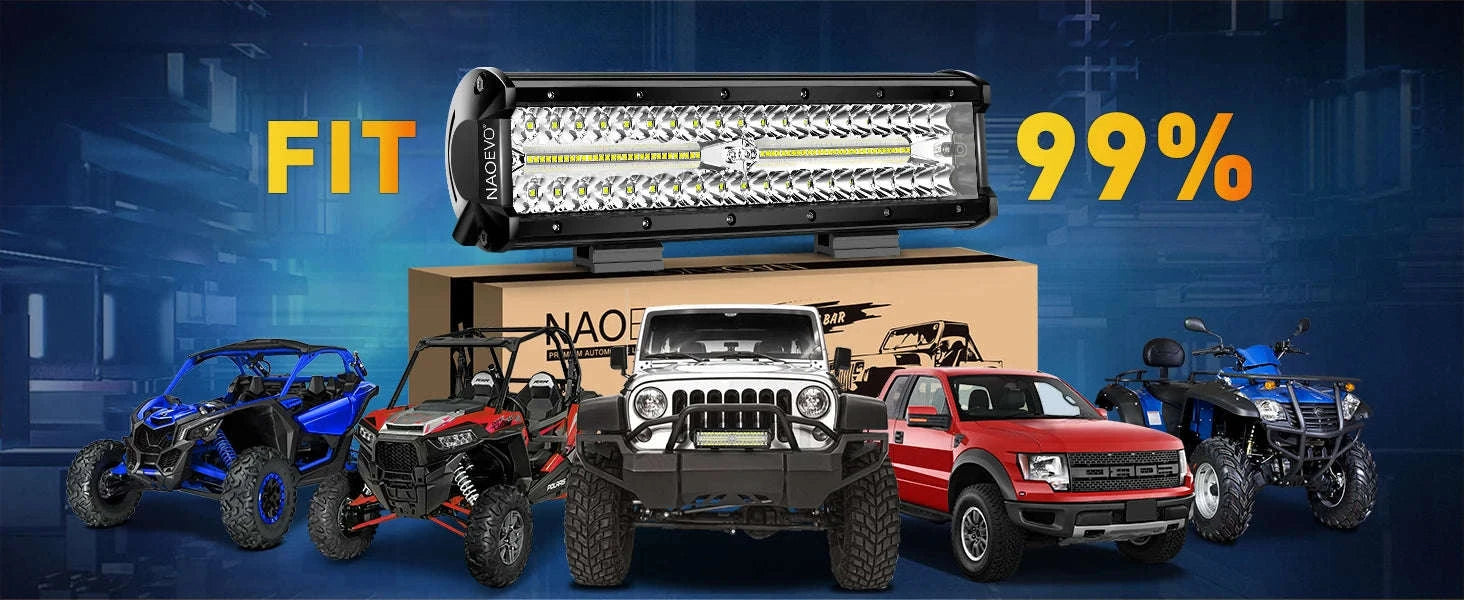 12 Inch LED Work Light Bar 300W 30000LM Combo Beam IP68 6500K-with wire harness