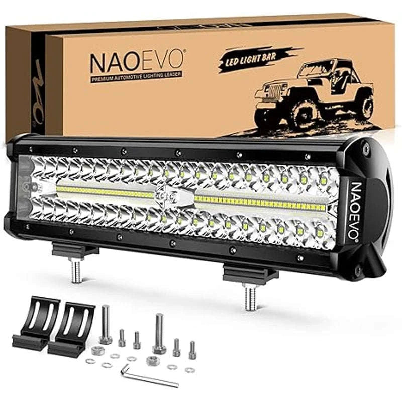 12 Inch LED Work Light Bar 300W 30000LM Combo Beam IP68 6500K-with wire harness