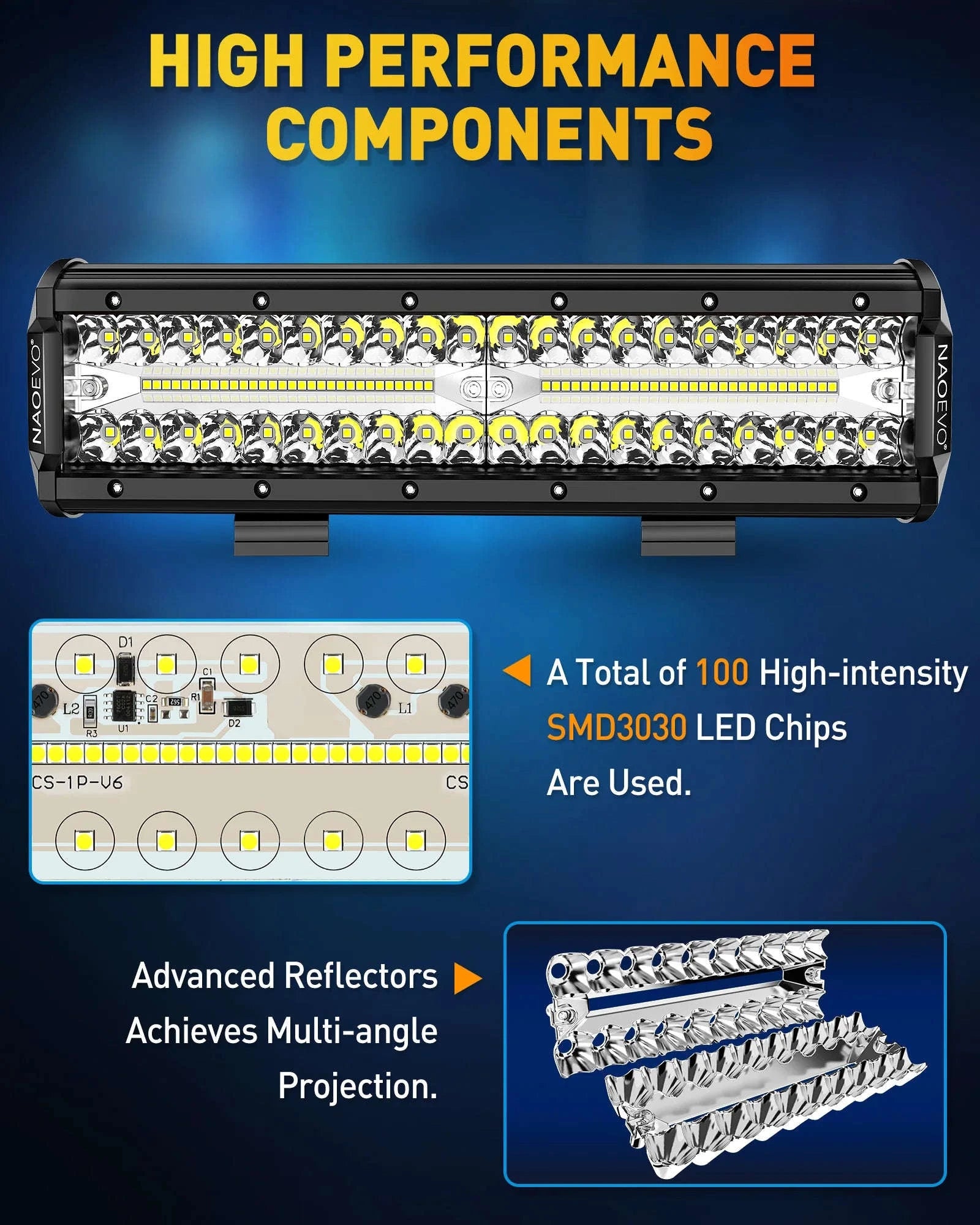 12 Inch LED Work Light Bar 300W 30000LM Combo Beam IP68 6500K-with wire harness