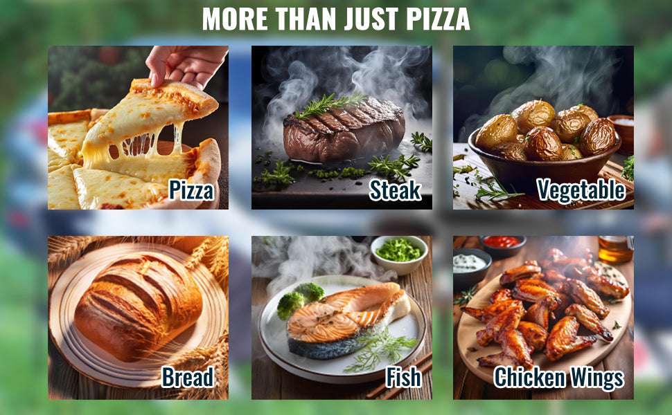 12-Inch Outdoor Pizza Oven with Rotating Stone & Tri-Fuel Cooking-United States