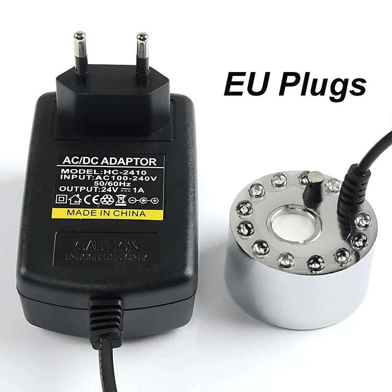 12 LED Ultrasonic Mist Maker Fogger for Pond, Fountain & Party Decor-AU Plug