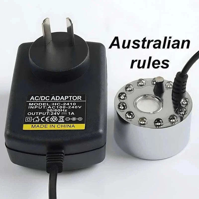 12 LED Ultrasonic Mist Maker Fogger for Pond, Fountain & Party Decor-AU Plug